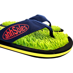 Side angle of SeaGrass Sole Unisex Sandal displaying AhhSoles logo