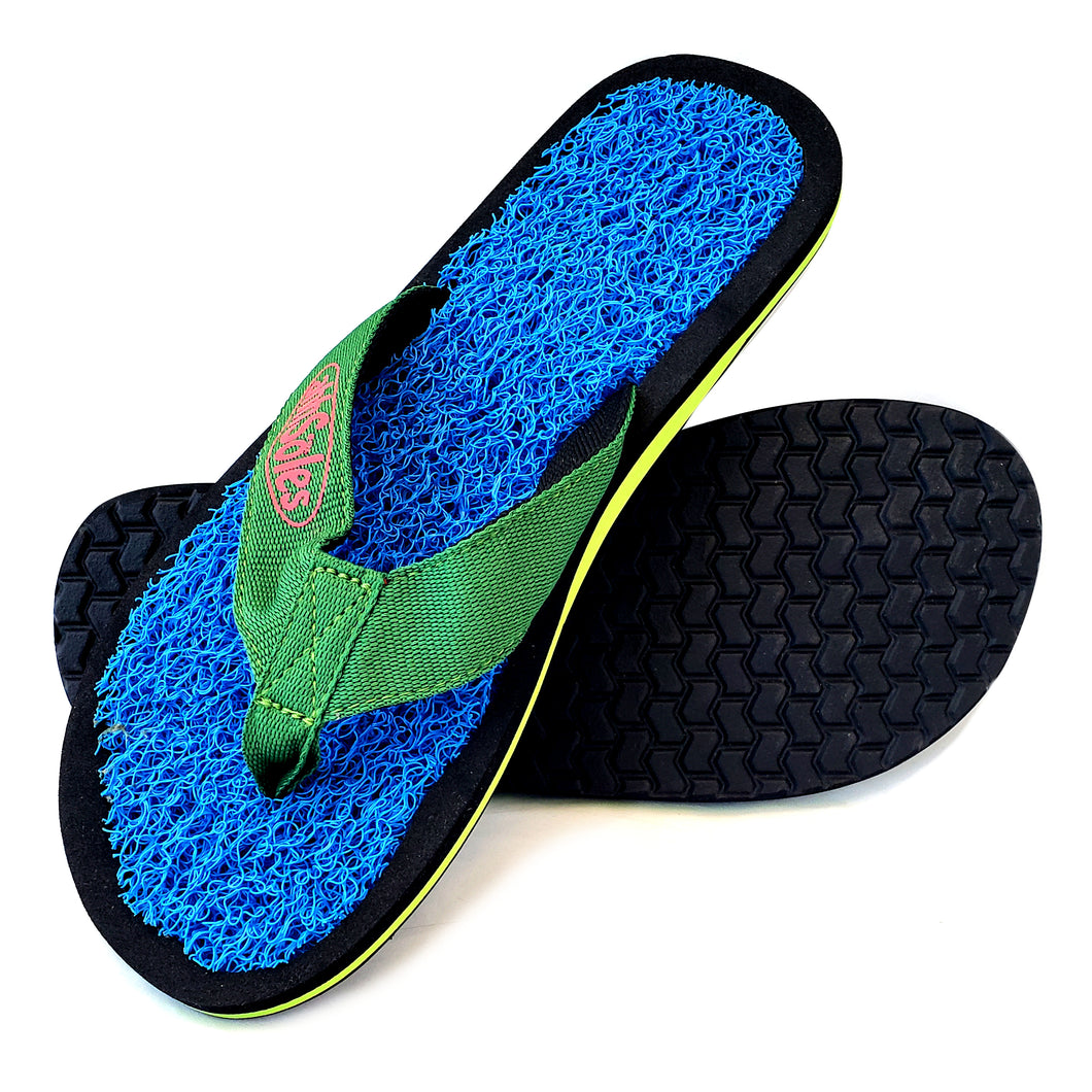 AhhSoles Blue spongy sandal with green top