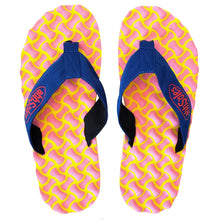 Load image into Gallery viewer, Pair of pink and yellow ripple sandals
